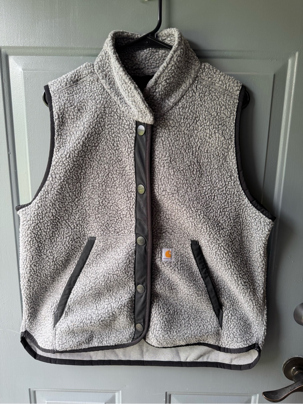 Carhartt Women's Gray Sherpa Fleece Vest with Snap Front